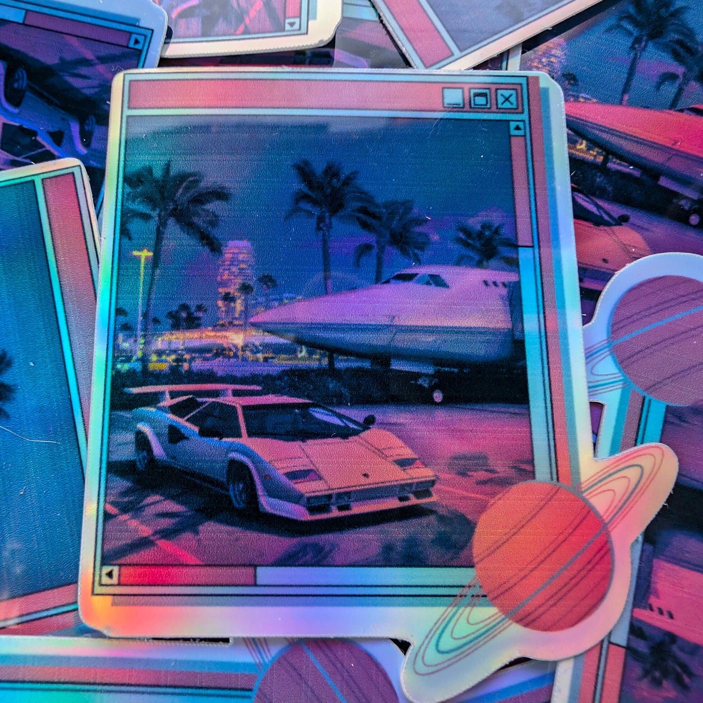 Holographic Vaporwave Car & Plane Sticker | 90s 80s Retro | Vaporwave | Cute Holographic Airport,