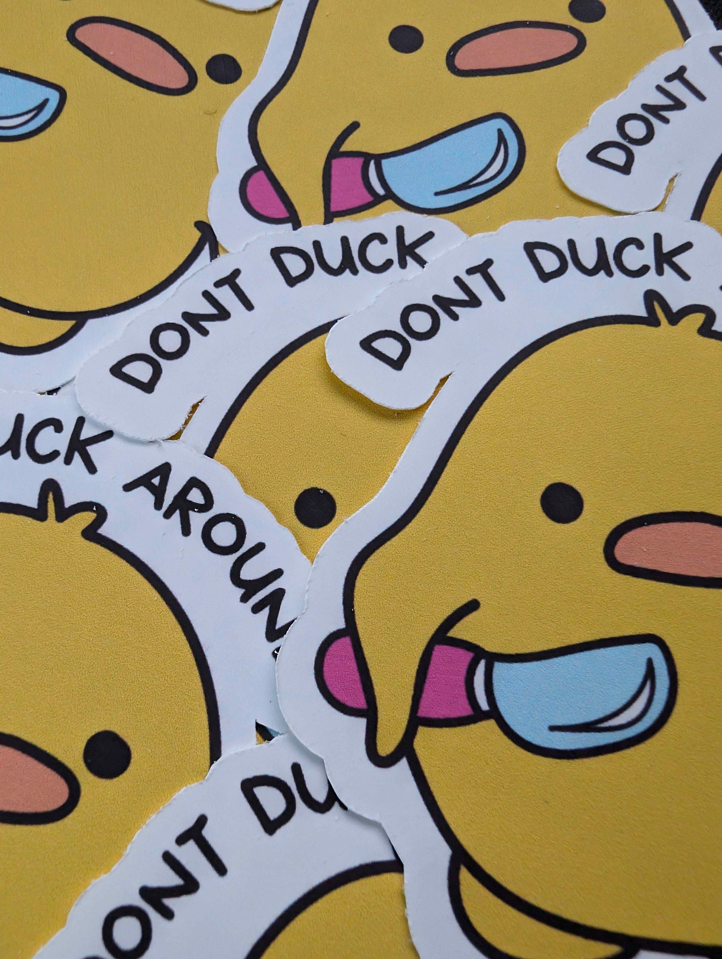 Don't Duck Around Sticker | Funny Duck Quote | Duck with Knife | Laptop Sticker | Water Bottle | Waterproof | Suitcase | One Piece Sticker