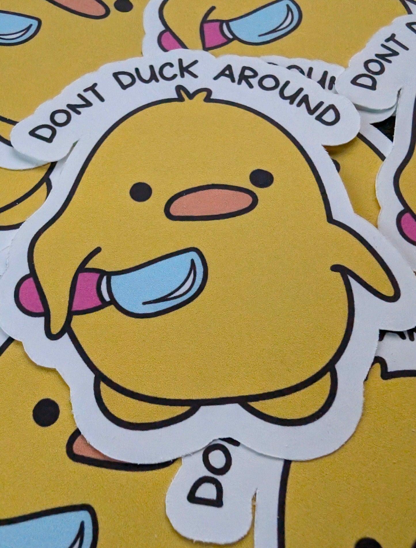 Don't Duck Around Sticker | Funny Duck Quote | Duck with Knife | Laptop Sticker | Water Bottle | Waterproof | Suitcase | One Piece Sticker