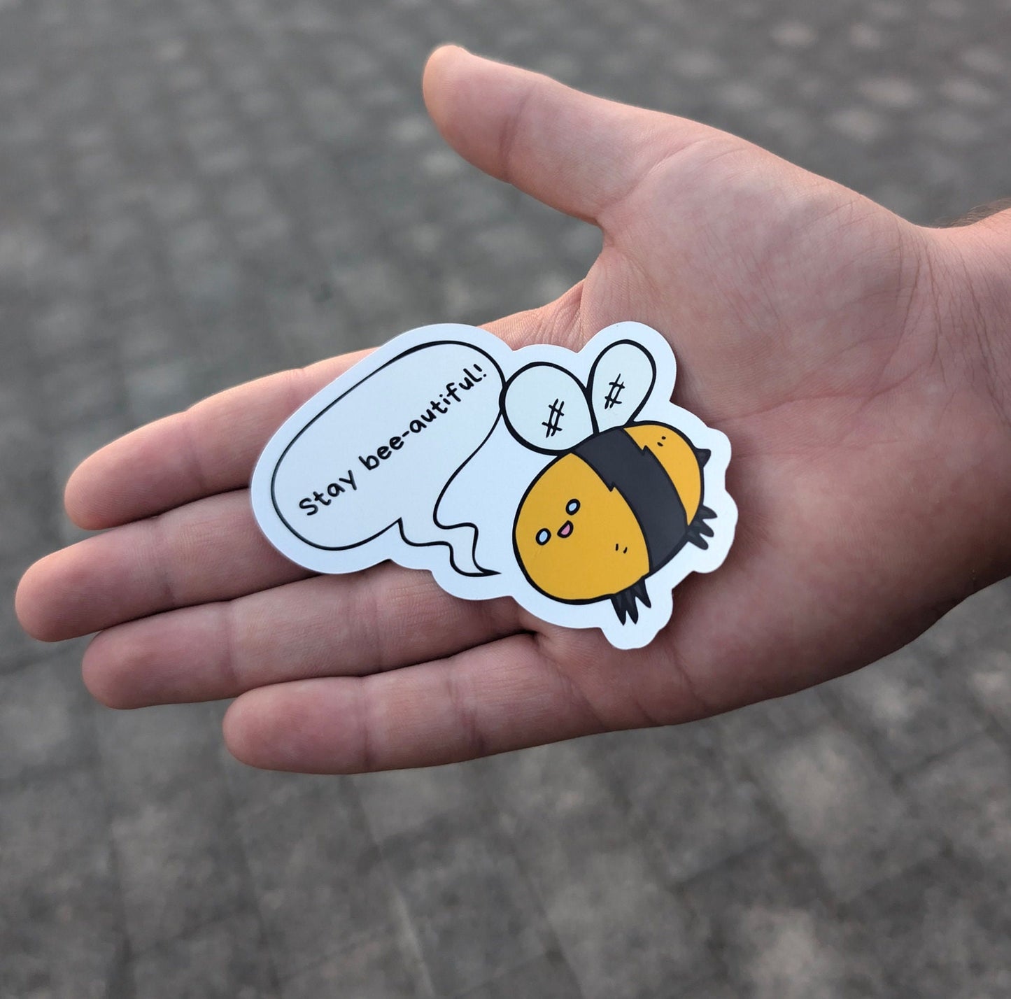 Stay Bee-autiful Sticker | Vinyl Sticker | Laptop | Suitcase | One Piece | Waterproof | Realistic Bee | Honey