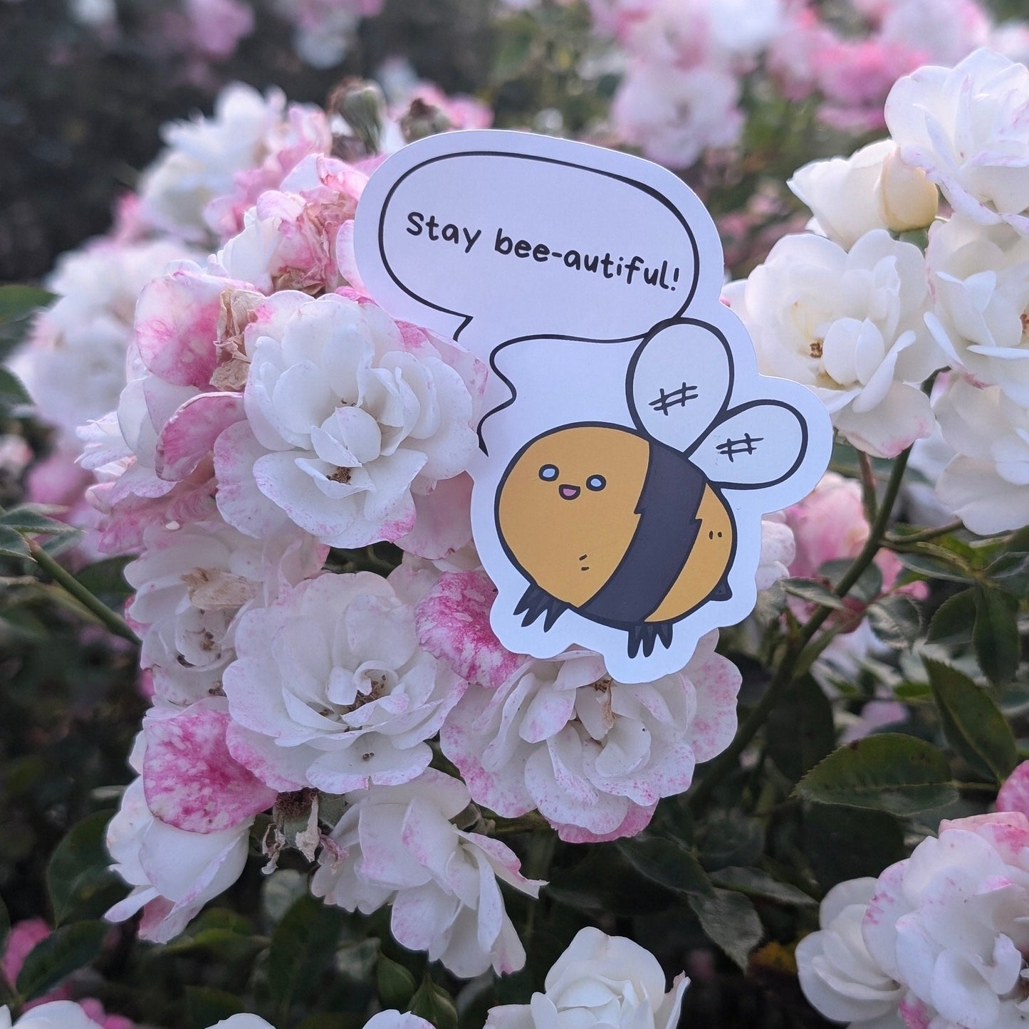 Stay Bee-autiful Sticker | Vinyl Sticker | Laptop | Suitcase | One Piece | Waterproof | Realistic Bee | Honey