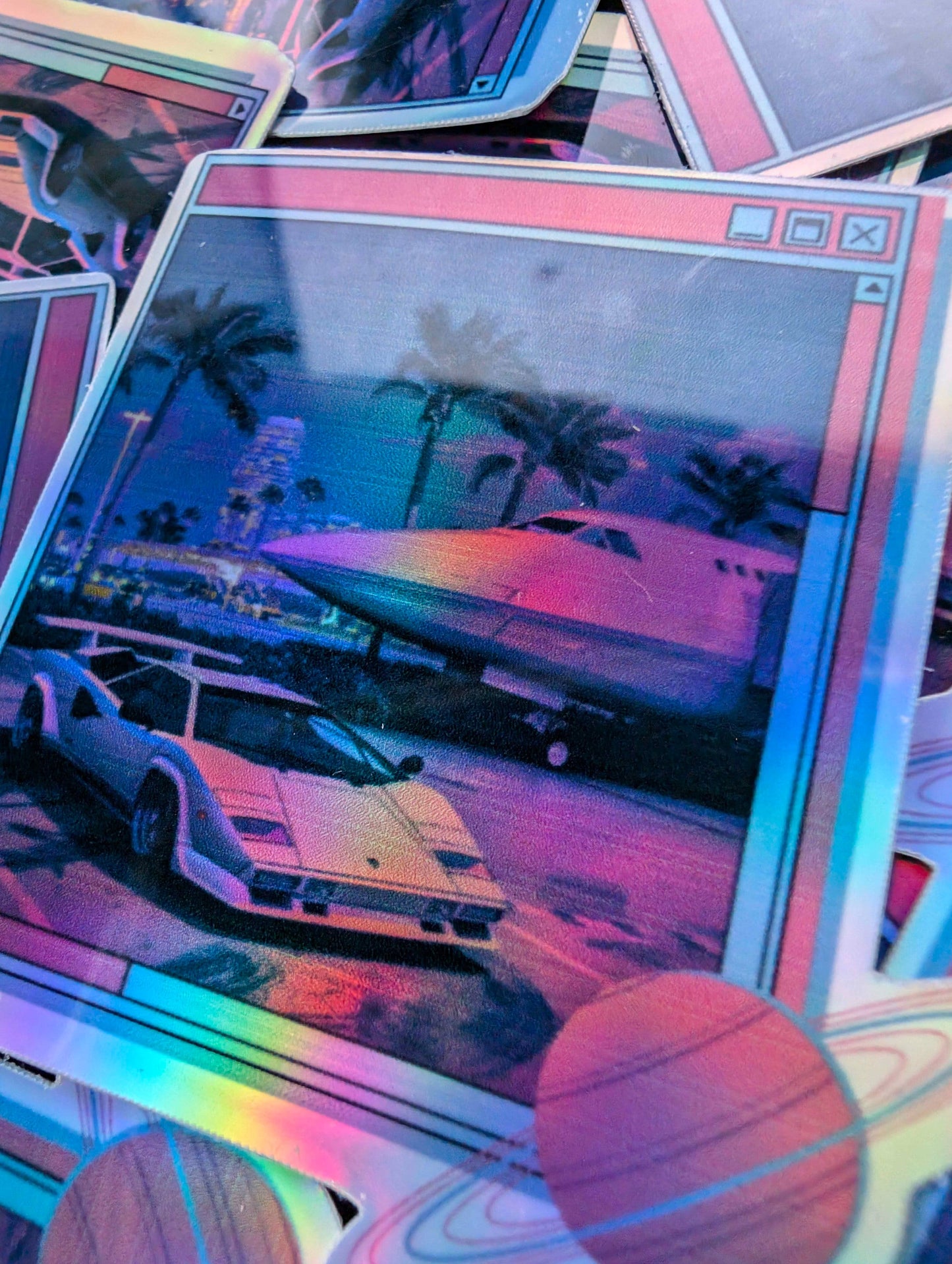 Holographic Vaporwave Car & Plane Sticker | 90s 80s Retro | Vaporwave | Cute Holographic Airport,