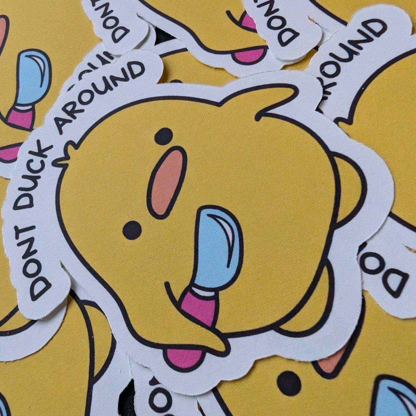 Don't Duck Around Sticker | Funny Duck Quote | Duck with Knife | Laptop Sticker | Water Bottle | Waterproof | Suitcase | One Piece Sticker