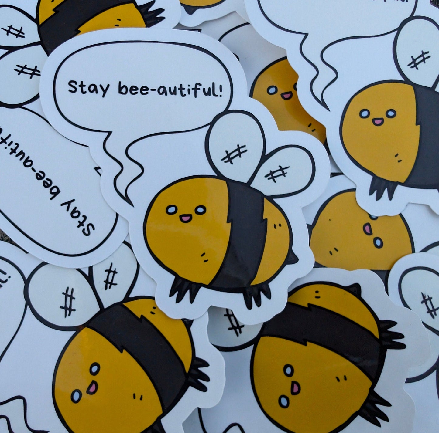 Stay Bee-autiful Sticker | Vinyl Sticker | Laptop | Suitcase | One Piece | Waterproof | Realistic Bee | Honey