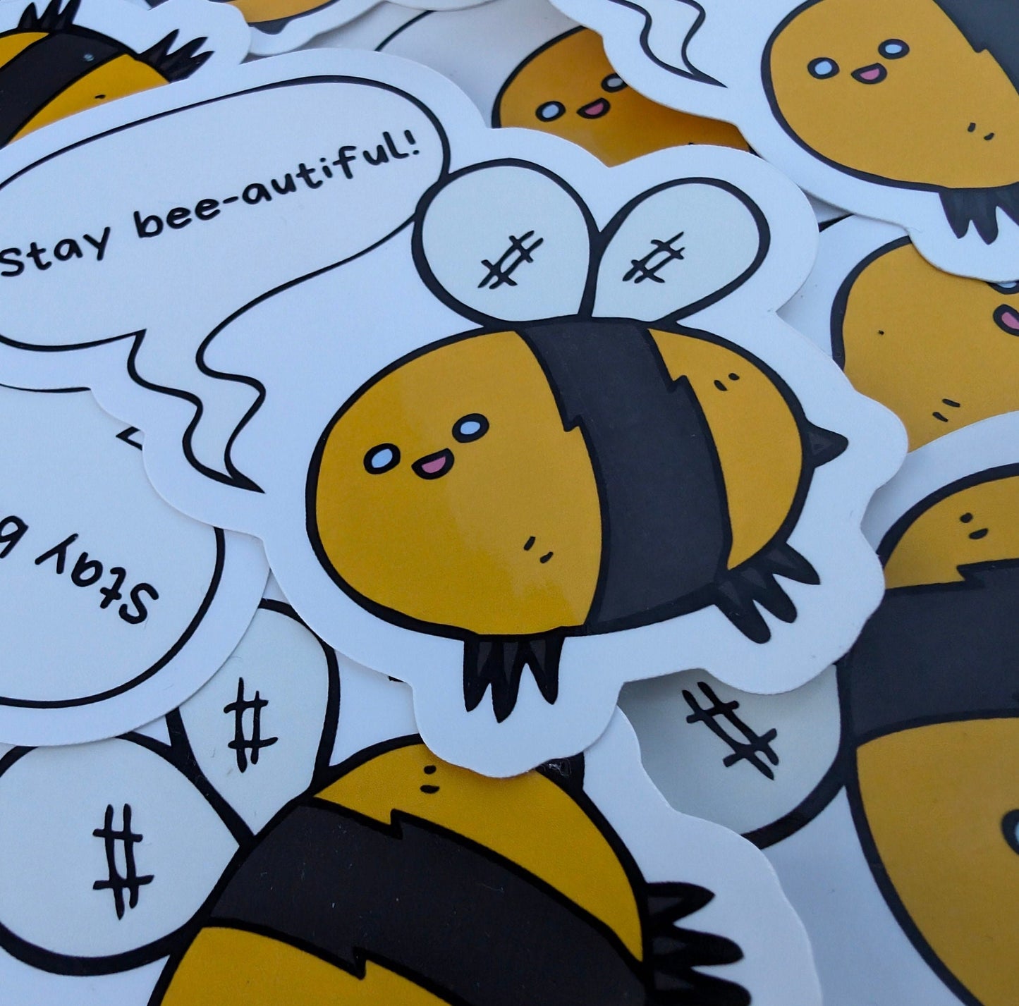 Stay Bee-autiful Sticker | Vinyl Sticker | Laptop | Suitcase | One Piece | Waterproof | Realistic Bee | Honey