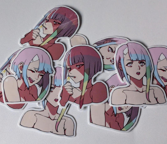 Edgerunners | Cyberpunk | 2077 Stickers | Lucy 3-Set |Holographic Vaporwave | High-Quality Vinyl | Waterproof | Laptop | Water Bottle |