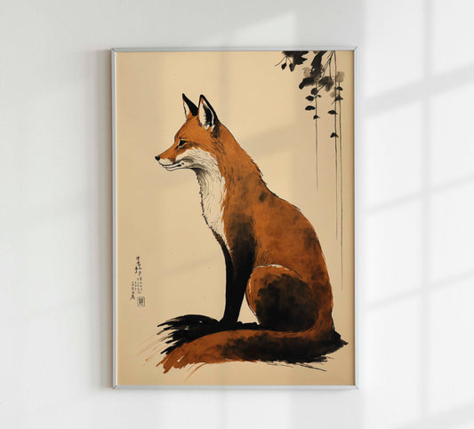 Japanese Fox Print, Vintage Wall Art, Japanese Frog Poster, Matsumoto Hoji Wall Art Decor, Modern Art, Animal Print, Wabi Sabi, Interior