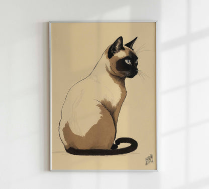 Japanese Siamese cat Print, Vintage Wall Art, Japanese Poster, Matsumoto Hoji Wall Art Decor, Modern Art, Animal Print, Wabi Sabi, Interior