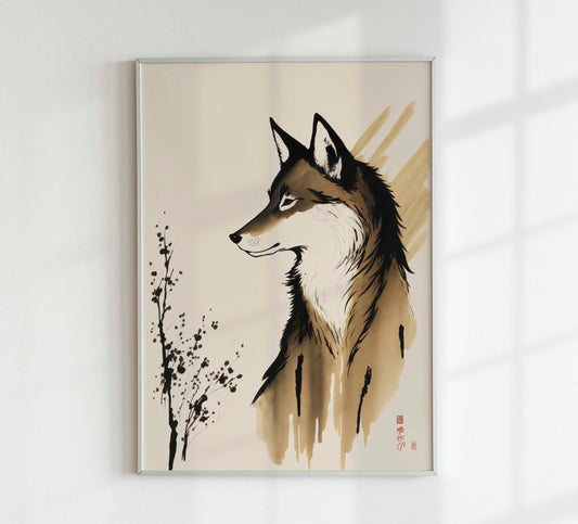 Japanese Wolf Print, Vintage Wall Art, Japanese Poster, Matsumoto Hoji Wall Art Decor, Modern Art, Animal Print, Wabi Sabi, Interior