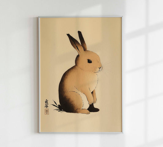 Japanese rabbit Print, Vintage Wall Art, Japanese Poster, Matsumoto Hoji Wall Art Decor, Modern Art, Animal Print, Wabi Sabi, Interior