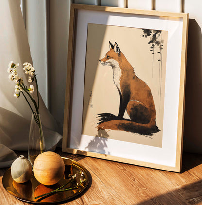 Japanese Fox Print, Vintage Wall Art, Japanese Frog Poster, Matsumoto Hoji Wall Art Decor, Modern Art, Animal Print, Wabi Sabi, Interior